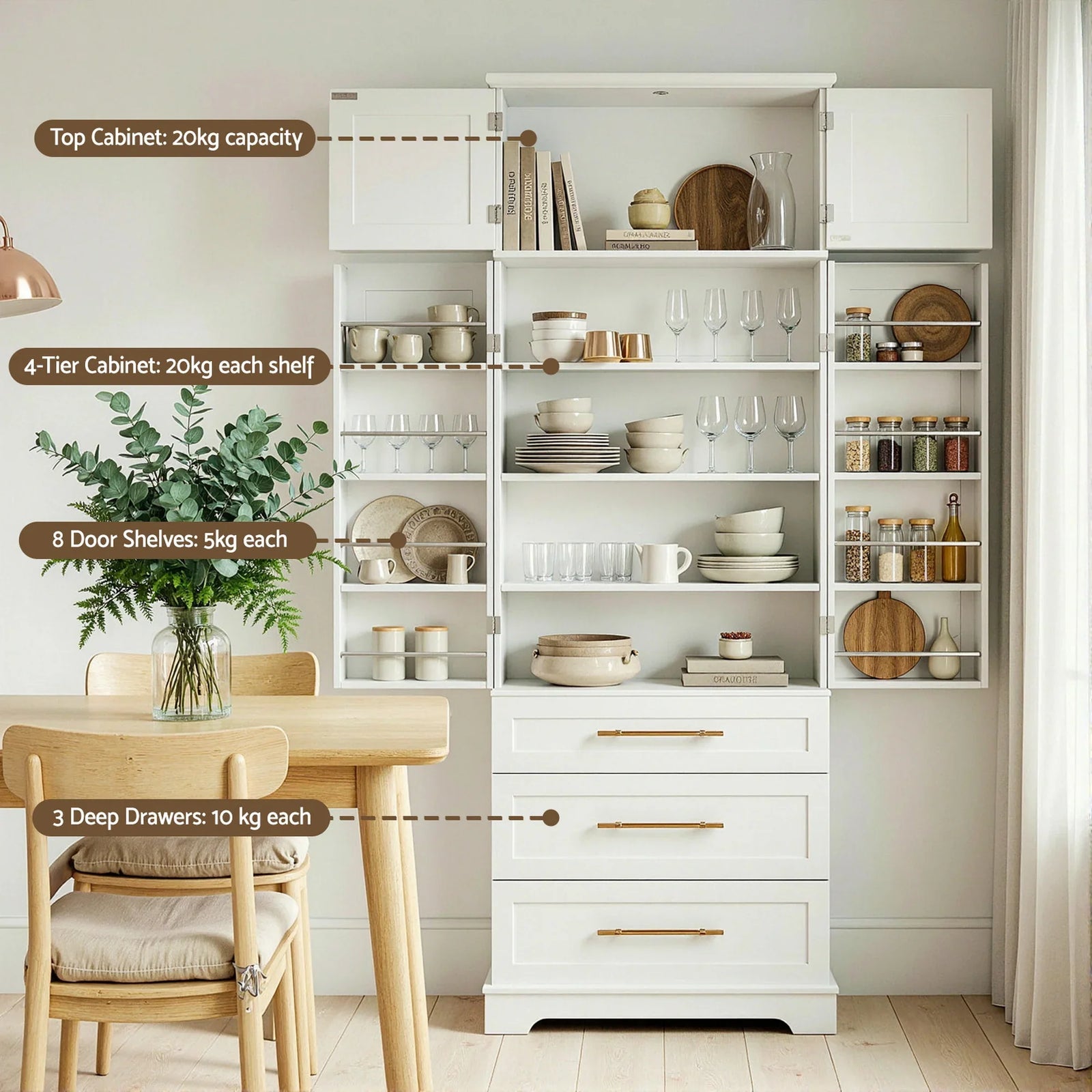 2X Buffet Sideboard Cabinet Pantry Kitchen Storage Cupboard Drawers Doors
