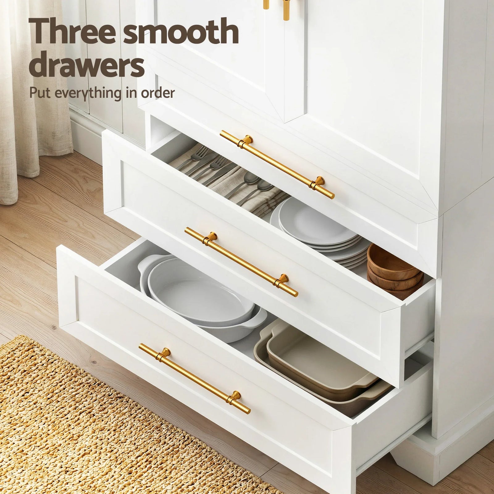 2X Buffet Sideboard Cabinet Pantry Kitchen Storage Cupboard Drawers Doors