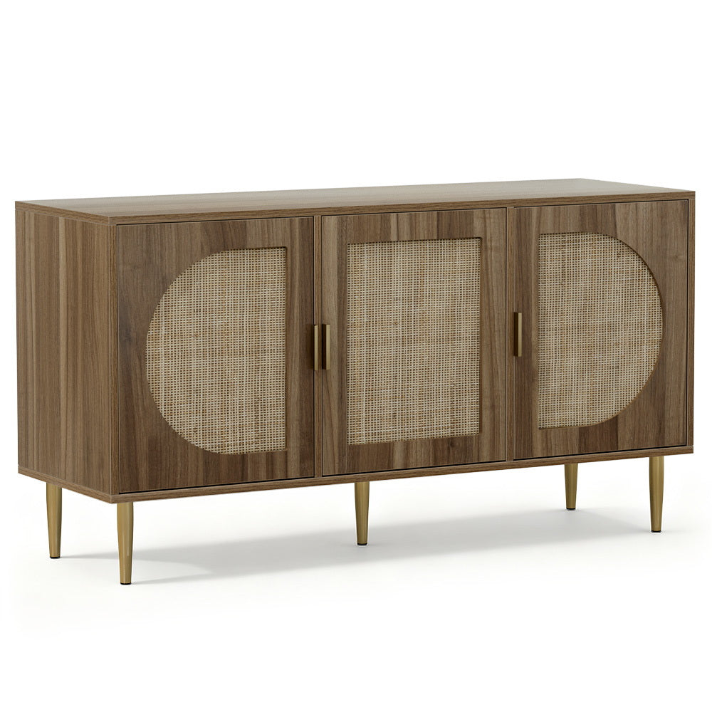 3 Door Buffet Sideboard Cabinet Anya Rattan Storage Unit Dark Oak
