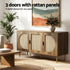 3 Door Buffet Sideboard Cabinet Anya Rattan Storage Unit Dark Oak