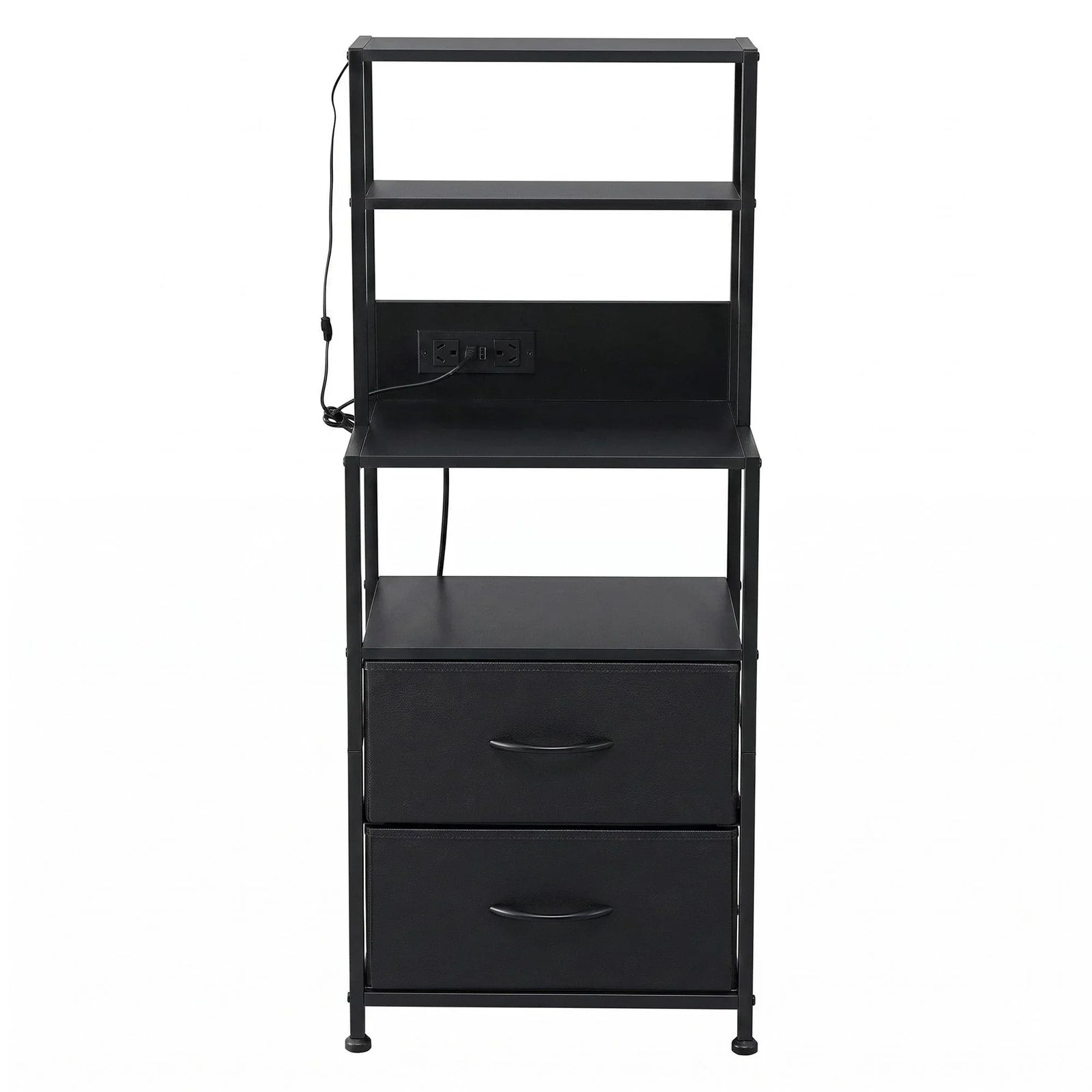 Artiss LED Bedside Table with Charging Station – 2 Drawers, RGB Light, Black