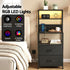 Artiss LED Bedside Table with Charging Station – 2 Drawers, RGB Light, Black