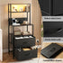 Artiss LED Bedside Table with Charging Station – 2 Drawers, RGB Light, Black