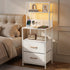 Artiss LED Bedside Table with Charging Station – 2 Drawers, RGB Light, White