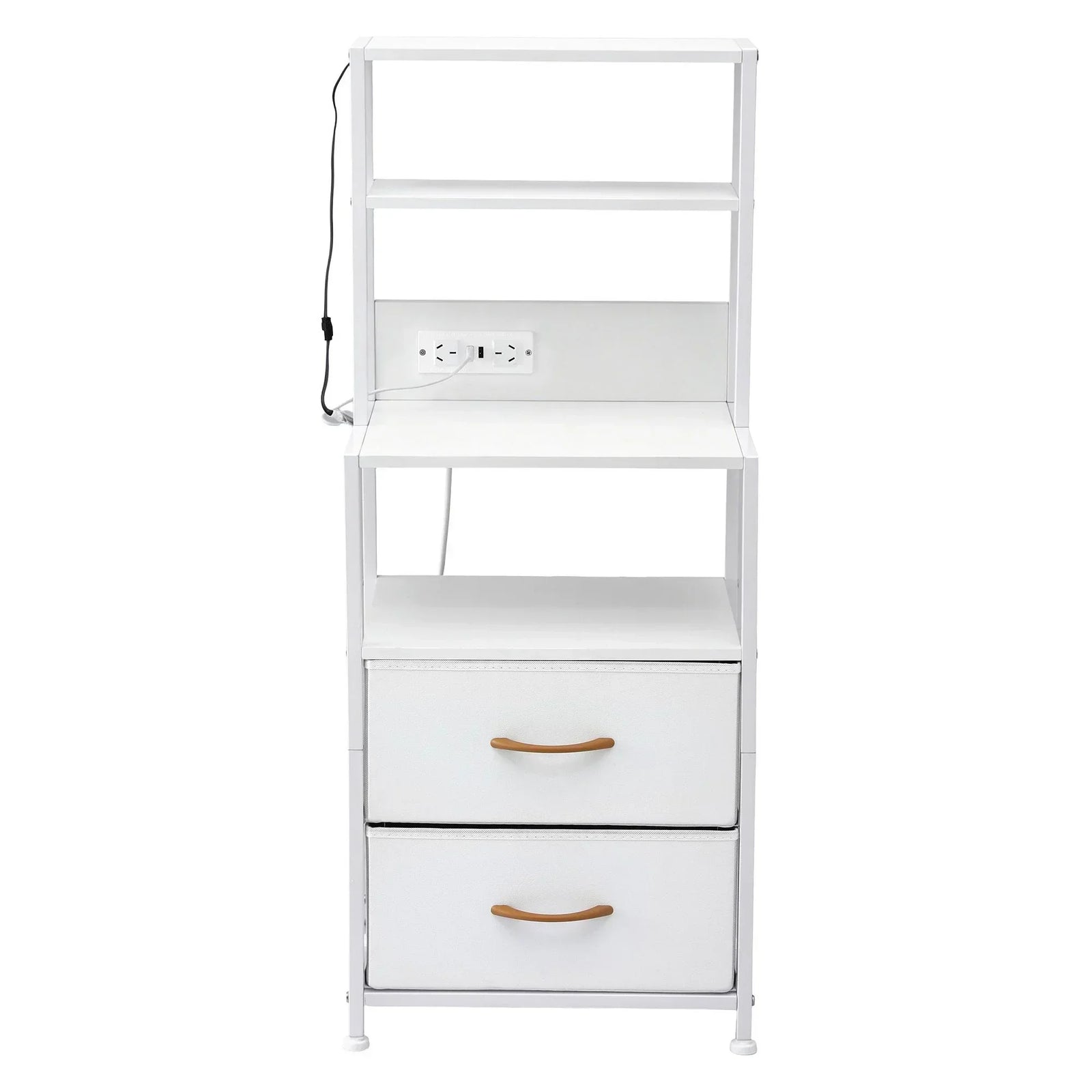 Artiss LED Bedside Table with Charging Station – 2 Drawers, RGB Light, White