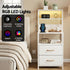 Artiss LED Bedside Table with Charging Station – 2 Drawers, RGB Light, White
