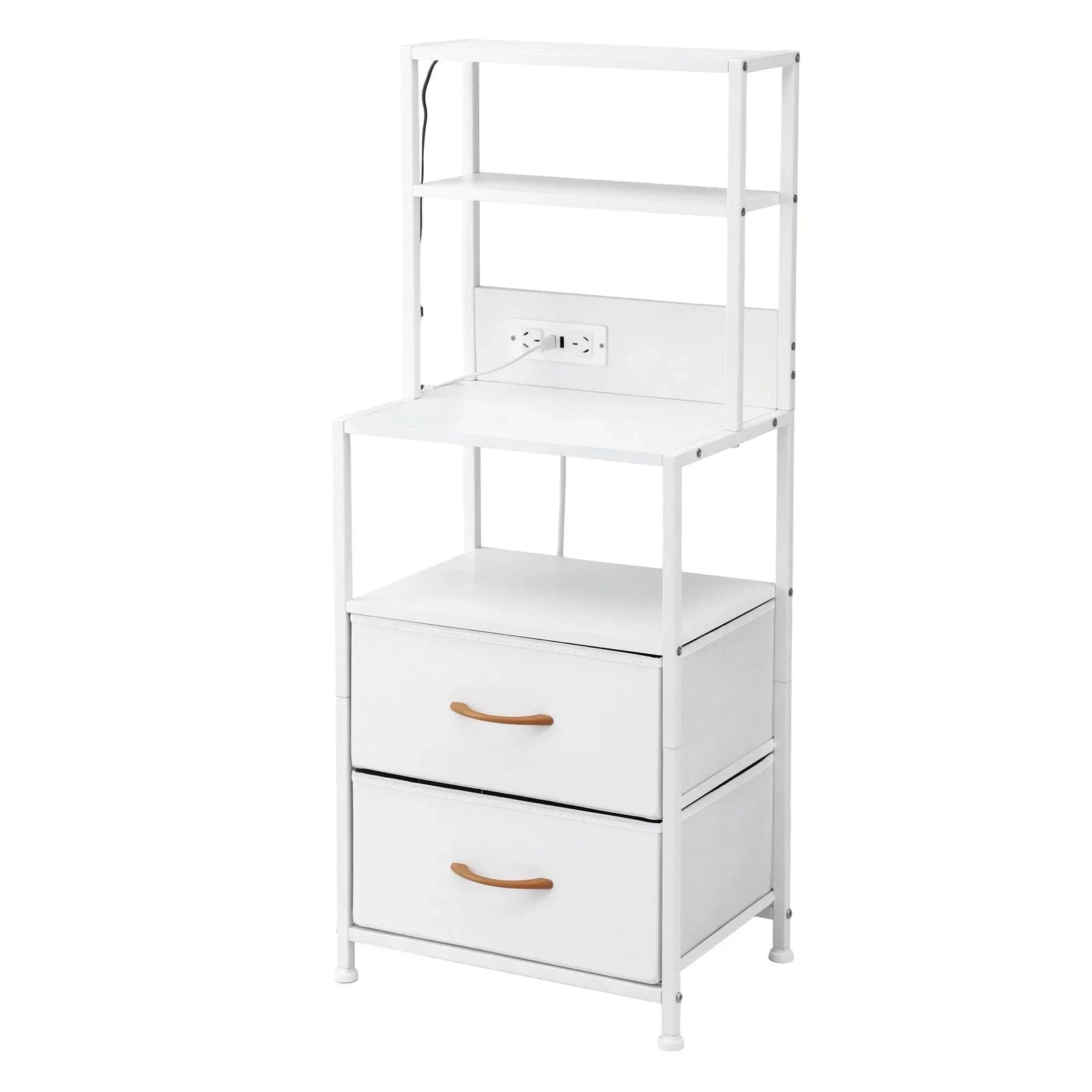 Artiss LED Bedside Table with Charging Station – 2 Drawers, RGB Light, White