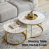 Nesting Coffee Table Set – 2‑Piece Round Marble Effect, White & Gold