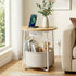 Round Coffee Table Side End Table Charging Station Storage Basket