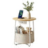 Round Coffee Table Side End Table Charging Station Storage Basket