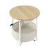 Round Coffee Table Side End Table Charging Station Storage Basket