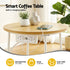 Round Coffee Table Side End Table Charging Station Storage Basket