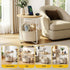 Round Coffee Table Side End Table Charging Station Storage Basket