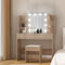 Dressing Table Set Stool 10 Led Bulbs Wood