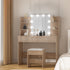 Dressing Table Set Stool 10 Led Bulbs Wood