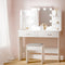 Artiss LED Vanity Table – Hollywood Mirror, 10 Bulbs, 2 Drawers, Stool, White