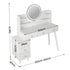 Artiss Adjustable Vanity Desk – LED Mirror, Power Station, 6 Drawers, White