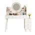 Artiss Adjustable Vanity Desk – LED Mirror, Power Station, 6 Drawers, White