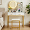 Artiss Dressing Table with LED Mirror – Charging Station, Drawers, Stool, White/Gold
