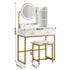 Artiss Dressing Table with LED Mirror – Charging Station, Drawers, Stool, White/Gold