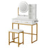 Artiss Dressing Table with LED Mirror – Charging Station, Drawers, Stool, White/Gold