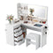 Artiss Corner Dressing Table – L‑Shape LED Vanity Desk with Charging Station White