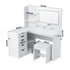 Dressing Table Corner Vanity Desk Set Stool LED Charging Station White