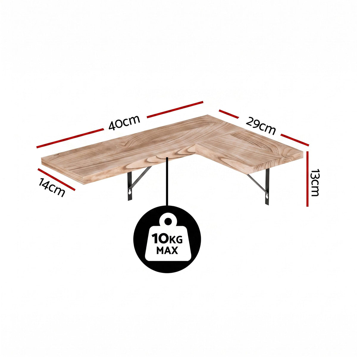 Artiss 4pc Floating Corner Wall Shelves Paulownia Wood 40cm Display Shelf Set
