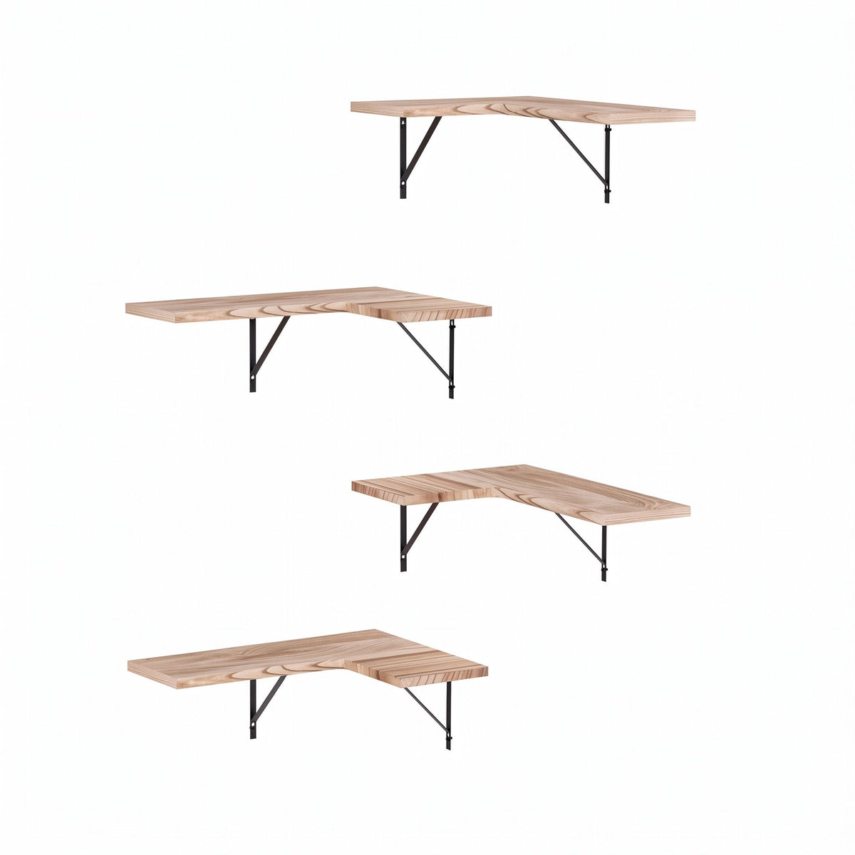 Artiss 4pc Floating Corner Wall Shelves Paulownia Wood 40cm Display Shelf Set