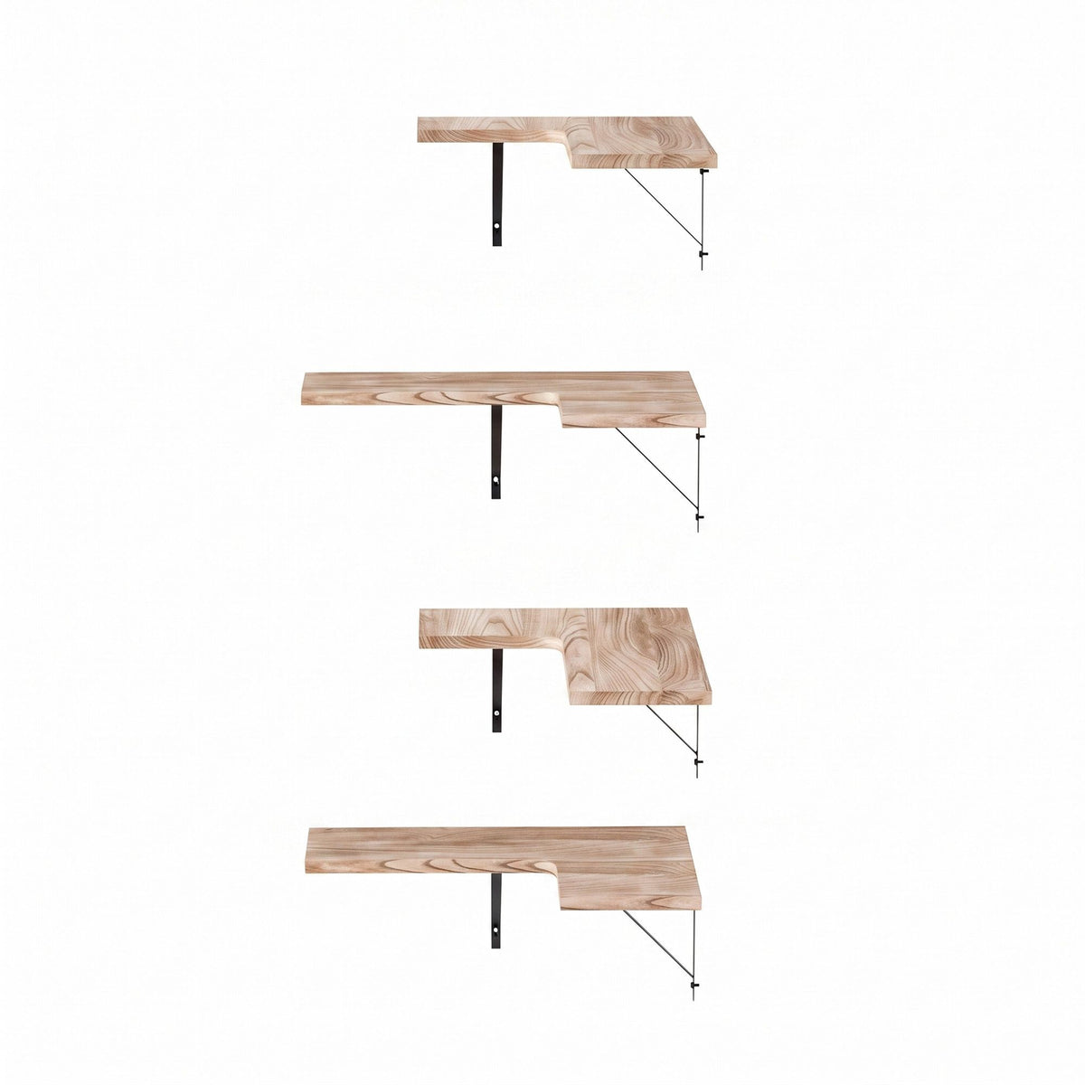Artiss 4pc Floating Corner Wall Shelves Paulownia Wood 40cm Display Shelf Set