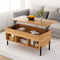 Artiss Lift Top Coffee Table Oak 100cm Storage Compartment Modern Desk