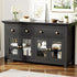 Buffet Sideboard Storage Cabinet Kitchen Cupboard Clear Door Drawer Black
