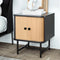 BORIS Bedside Table Sliding Door Nightstand Pine Black Storage