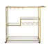 Bar Cart Drink Trolley Serving Cocktail Wine Rack Glass Holder 102cm Gold