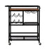 Bar Cart Drinks Trolley Serving Wine Rack Glass Holder 3 Hooks 72cm Black