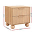 2x Bedside Table Round Legs 2 Drawers Pine