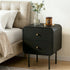 Bedside Table with 2 Drawers, Metal Handles & Sturdy MDF Frame – Black