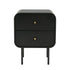 Bedside Table with 2 Drawers, Metal Handles & Sturdy MDF Frame – Black