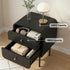 Bedside Table with 2 Drawers, Metal Handles & Sturdy MDF Frame – Black