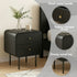 Bedside Table with 2 Drawers, Metal Handles & Sturdy MDF Frame – Black