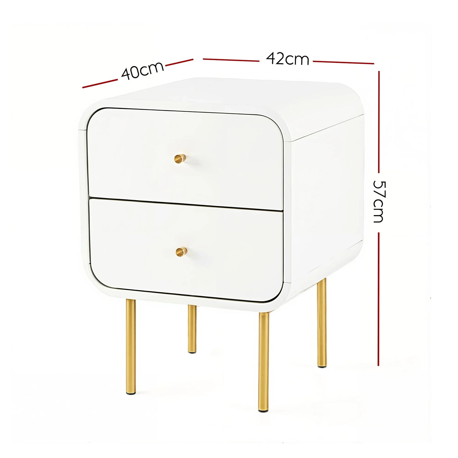Bedside Table 2 Drawers Side End Table Nightstand White