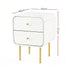 Bedside Table 2 Drawers Side End Table Nightstand White