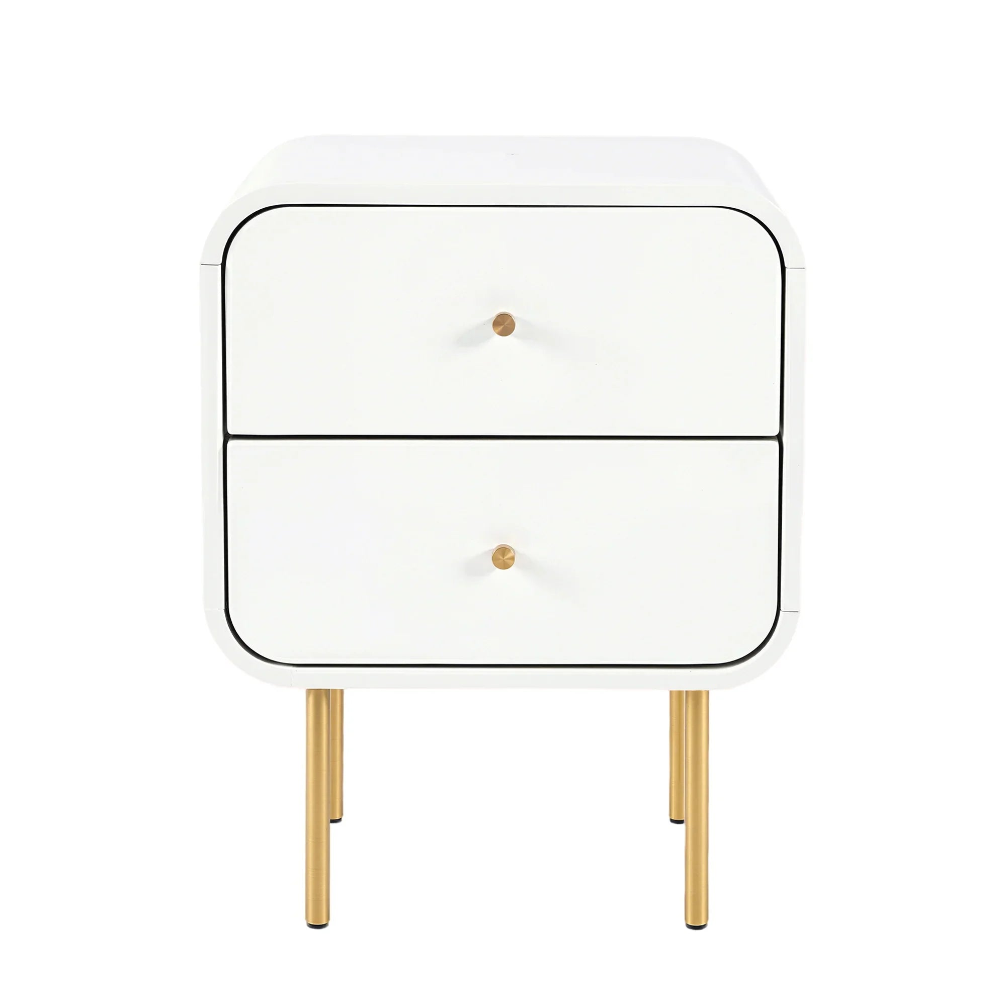 Bedside Table 2 Drawers Side End Table Nightstand White