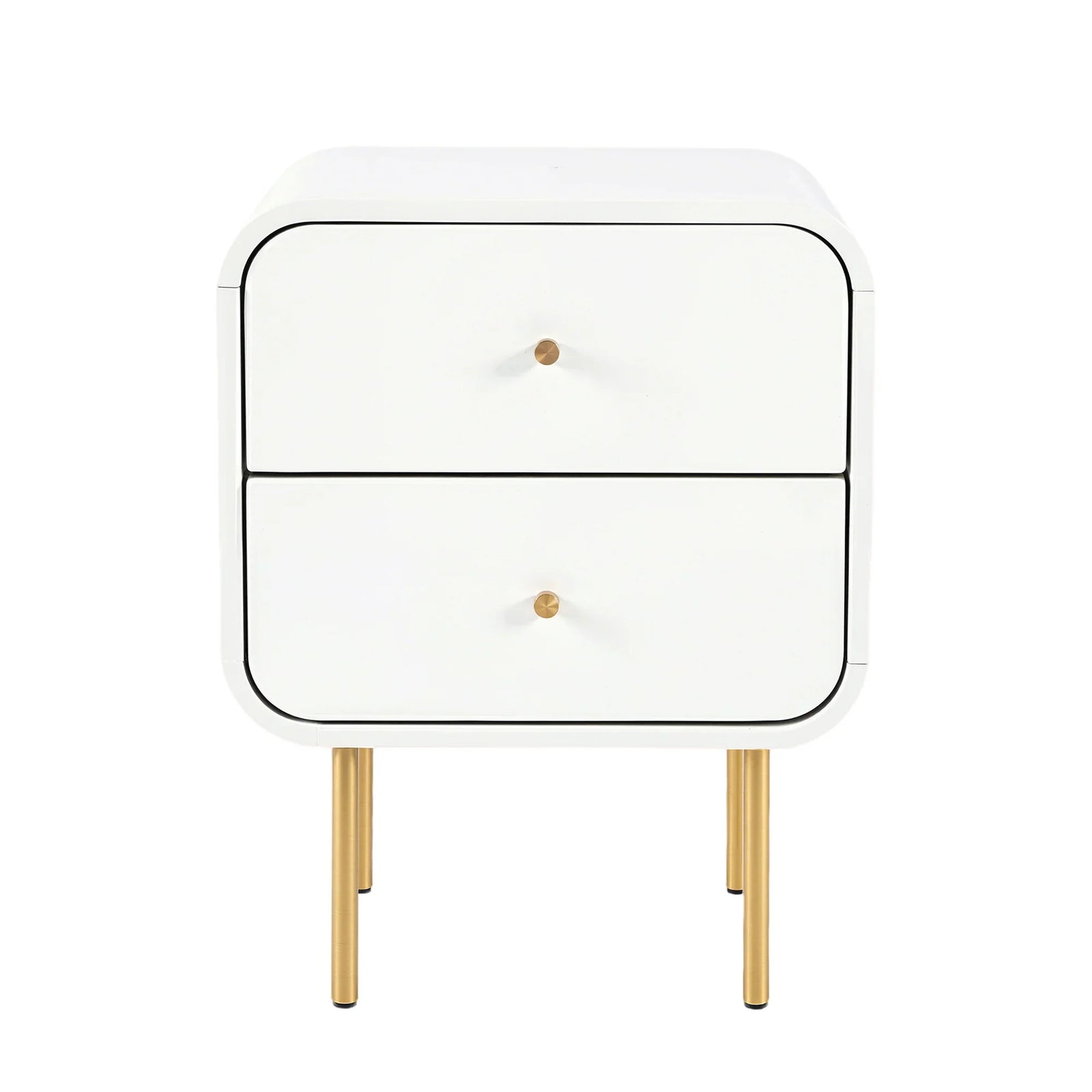 Bedside Table 2 Drawers Side End Table Nightstand White