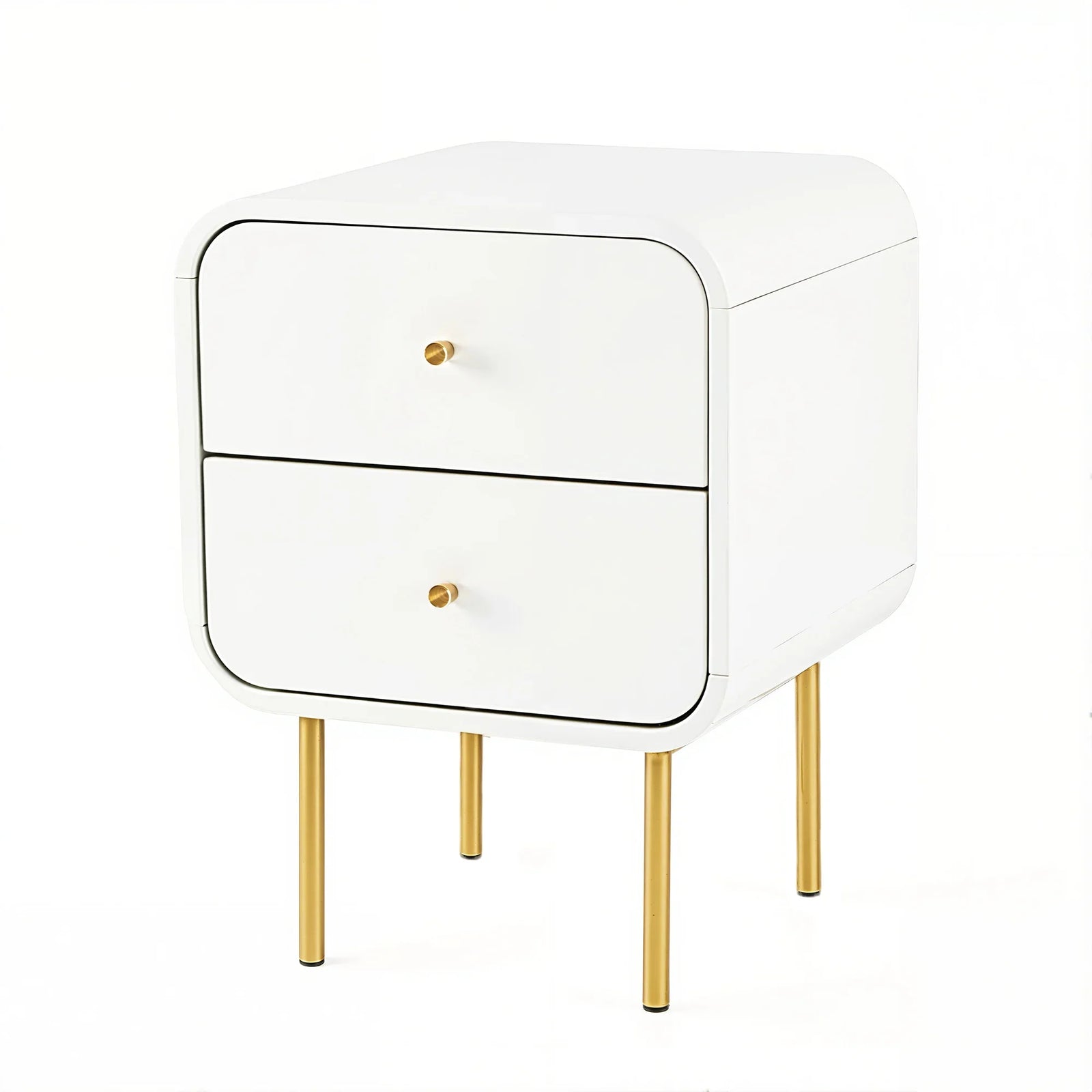 Bedside Table 2 Drawers Side End Table Nightstand White