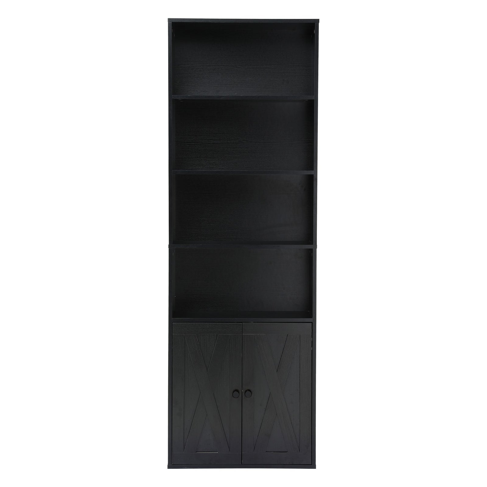 6‑Tier Bookshelf Cabinet – 60×23.5×180cm, Storage Shelves, Anti‑Tip, Black