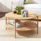Artiss Round Coffee Table 2 Tier Wood Pine Storage Living Room Table