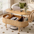 Artiss Lift‑Top Coffee Table 100cm – Oval Fluted Design, Hidden Storage, Natural