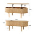 Artiss Lift‑Top Coffee Table 100cm – Oval Fluted Design, Hidden Storage, Natural