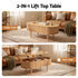 Artiss Lift‑Top Coffee Table 100cm – Oval Fluted Design, Hidden Storage, Natural